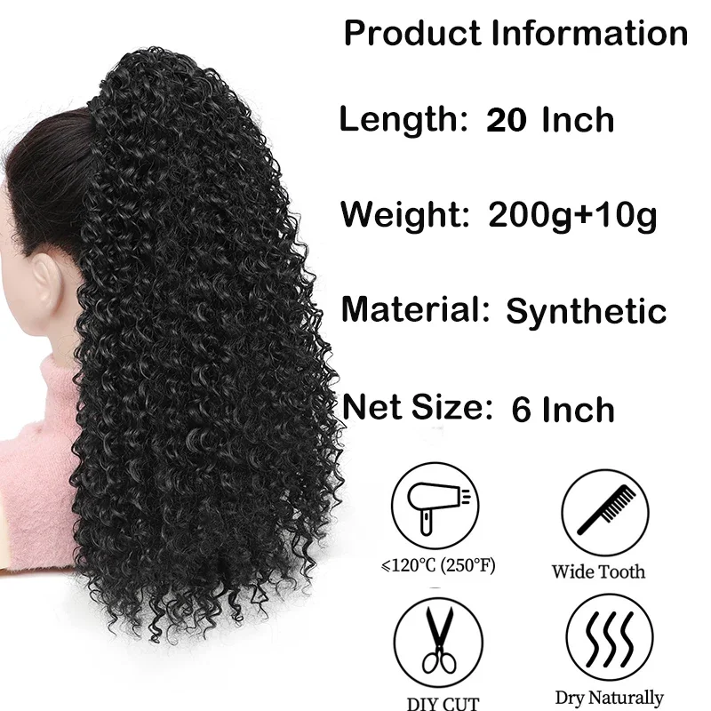 Rabo de Cavalo Afro Cacheado c - Drawstring Afro Curly Puff Ponytail avaliação e preço
