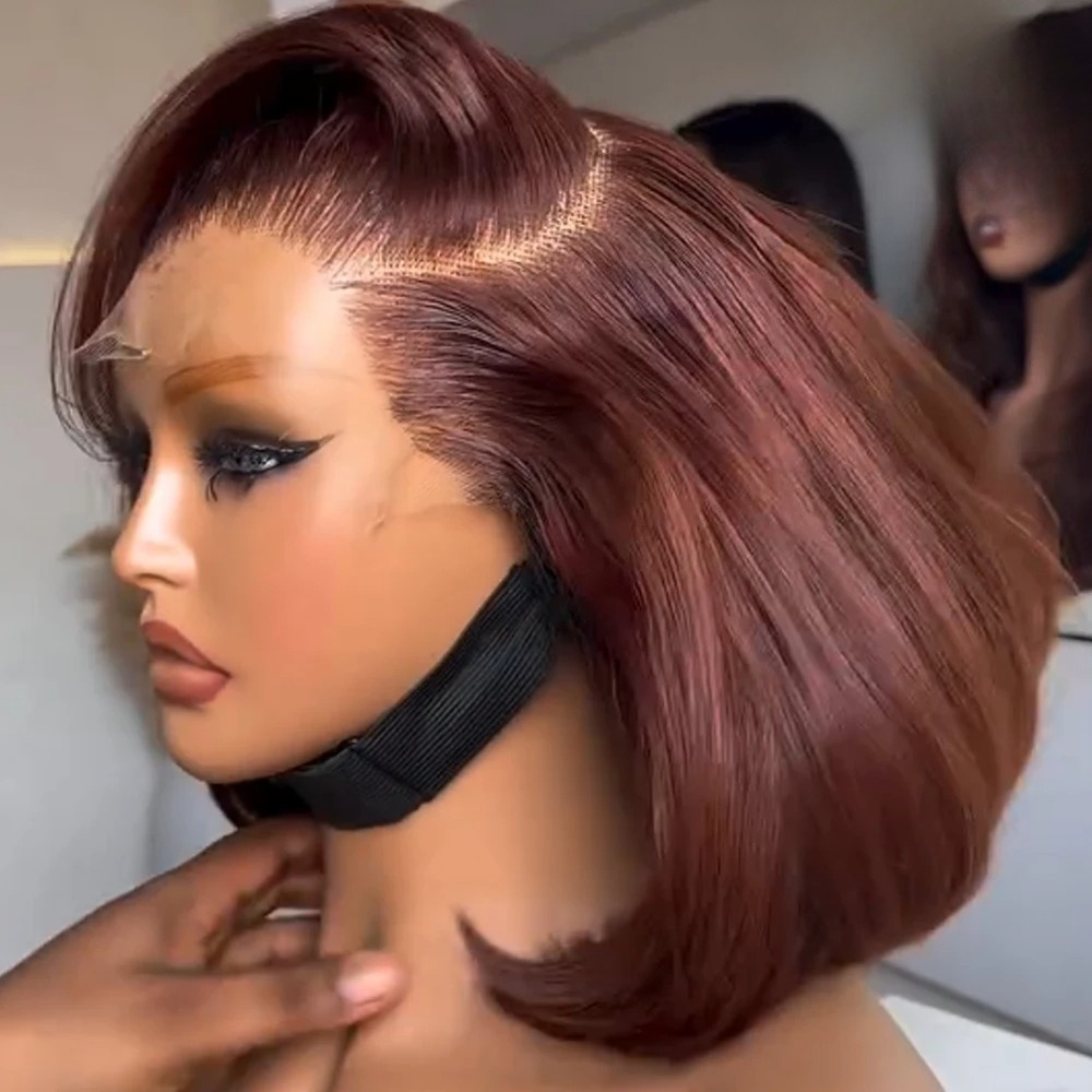 Peruca Sintética Bob Marrom Av - Pre Parted 13X4 Lace Front Bob Wig avaliação e preço