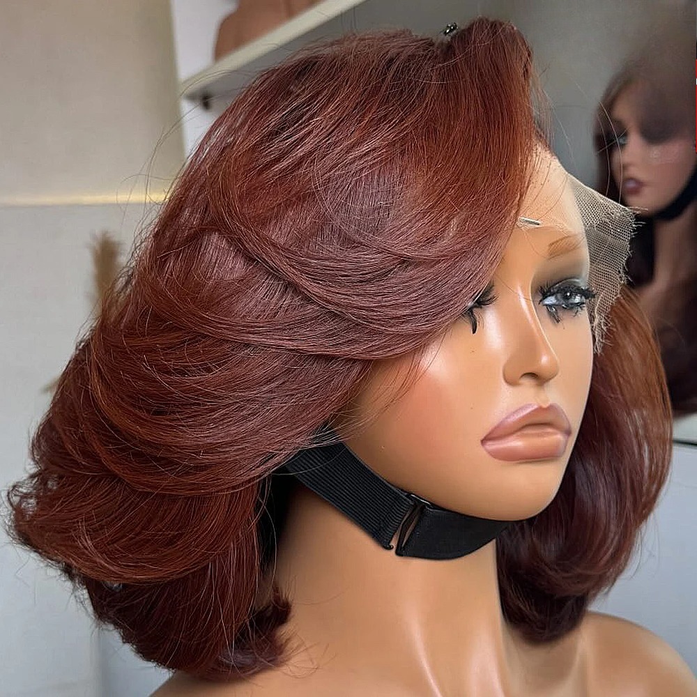 Peruca Sintética Bob Marrom Av - Pre Parted 13X4 Lace Front Bob Wig avaliação e preço